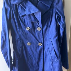 Express Cobalt Blue Double-Breasted Trench Coat
